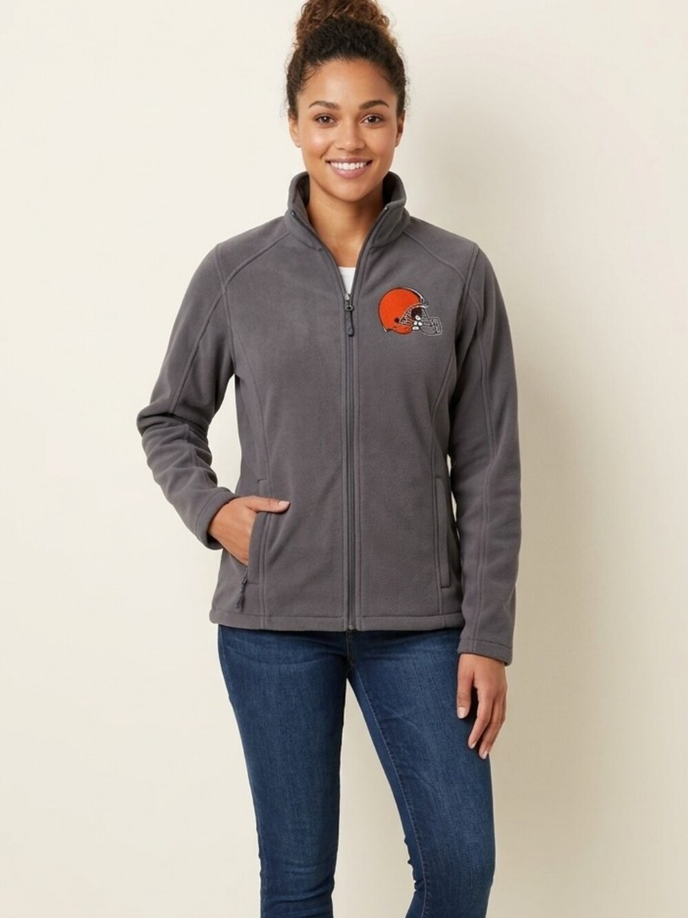 NFL Team Apparel Cleveland Browns Dark Grey Fleece Lined Jacket